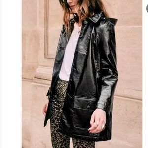 Sezane Alfred Jacket Coat Patent Faux Leather